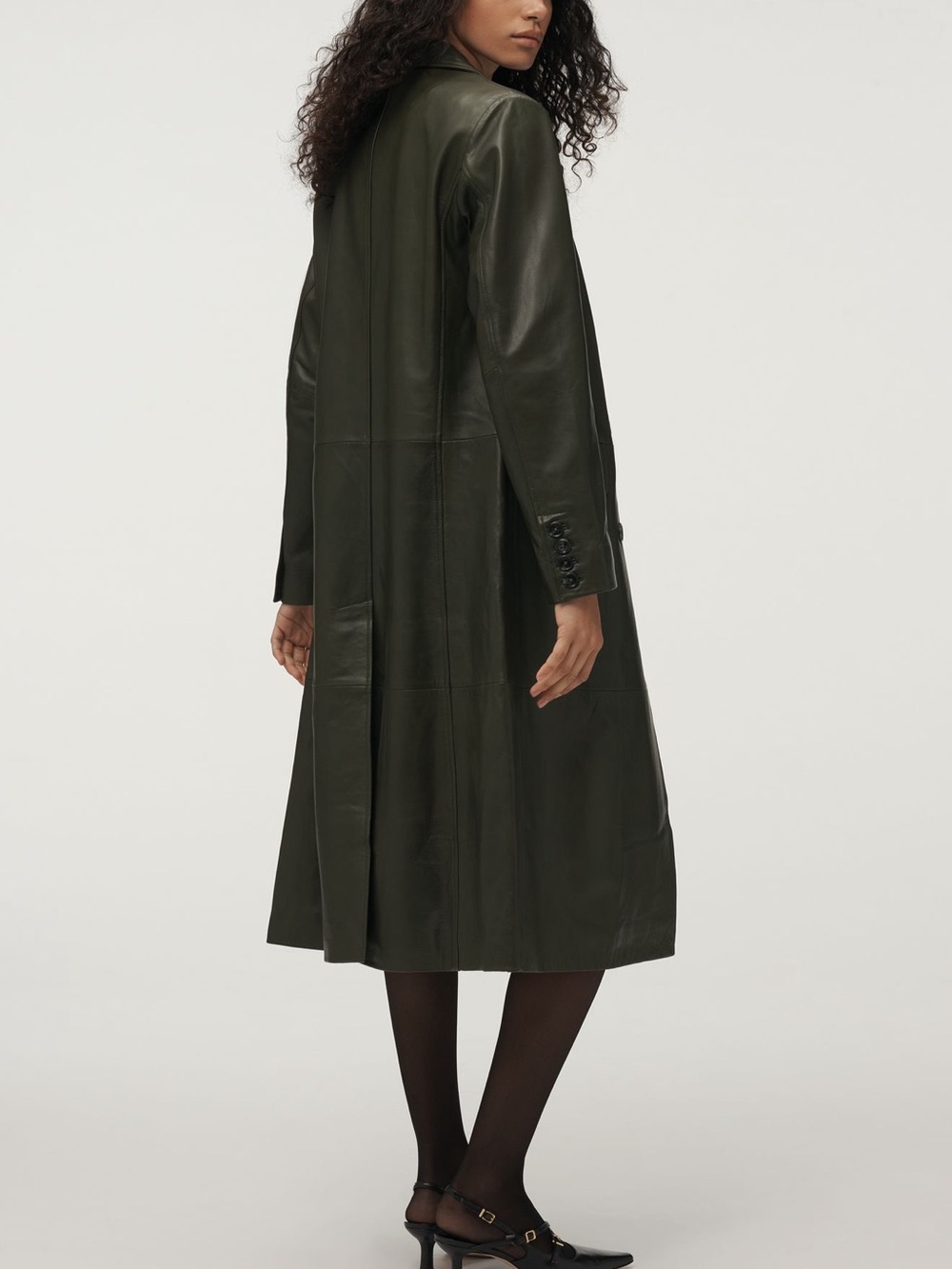 NWT $698 Anthroplogie Leather Green Trenchcoat - Picture 3 of 13
